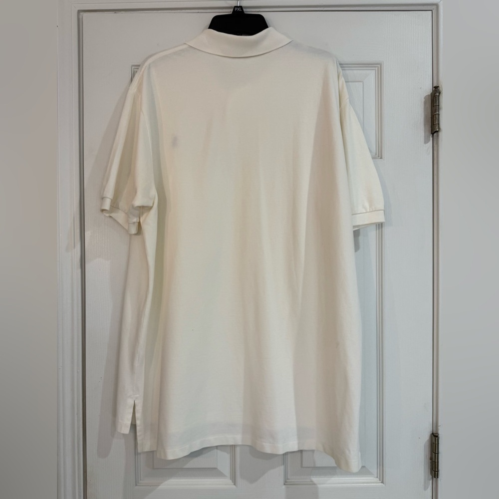 Polo Ralph Lauren Men’s Polo Shirt Off-white Blue Logo Cotton Size XXL - Picture 2 of 5